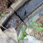 排水口、排水量の確認(継目から水が漏れています)